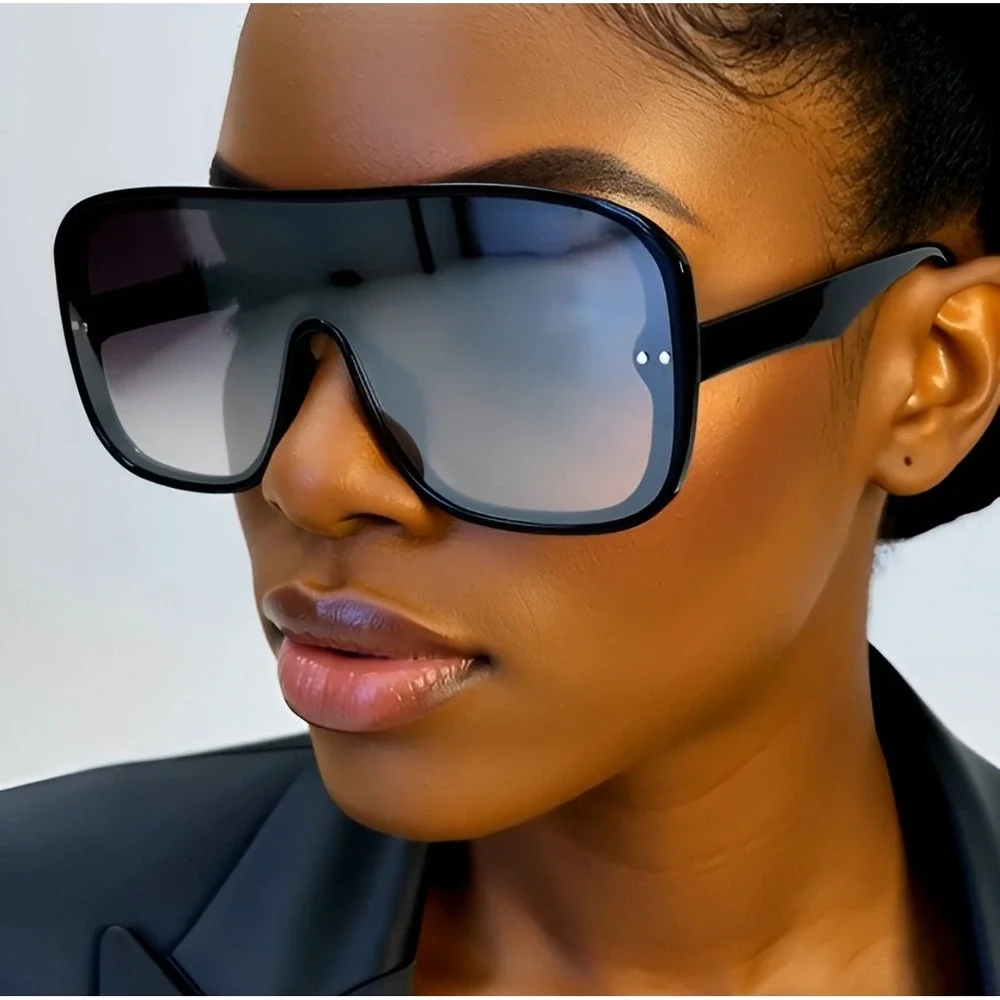 Shield Sunglasses Oversized Flat Top Mirrored Lens Fashion Visor Sunnies Lentes‎